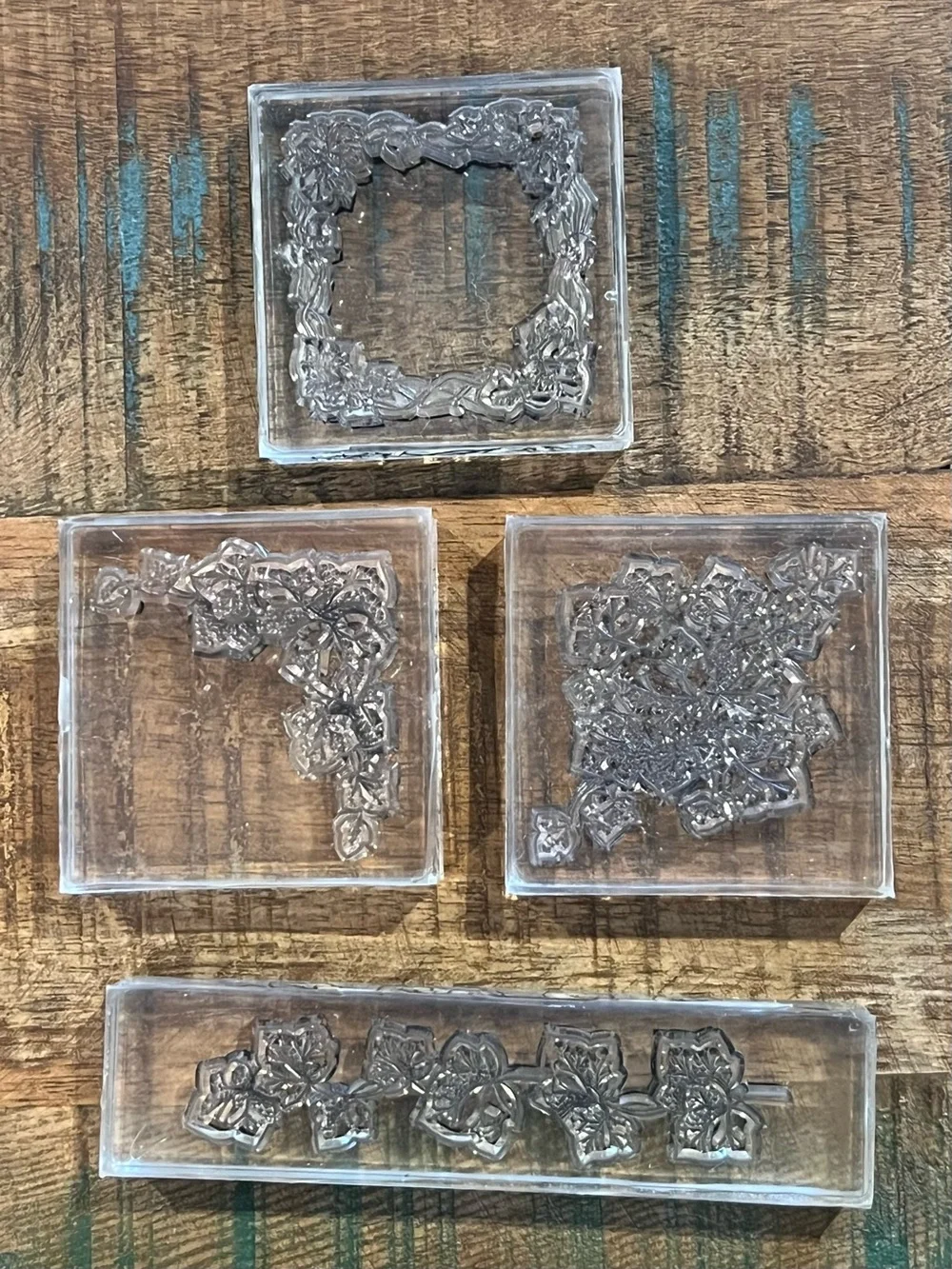 Nature Theme Acrylic Block Mounted Rubber Stamps Ivy Frames Border Floral